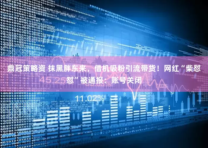 鼎冠策略资 抹黑胖东来，借机吸粉引流带货！网红“柴怼怼”被通报：账号关闭