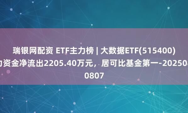 瑞银网配资 ETF主力榜 | 大数据ETF(515400)主力资金净流出2205.40万元，居可比基金第一-20250807